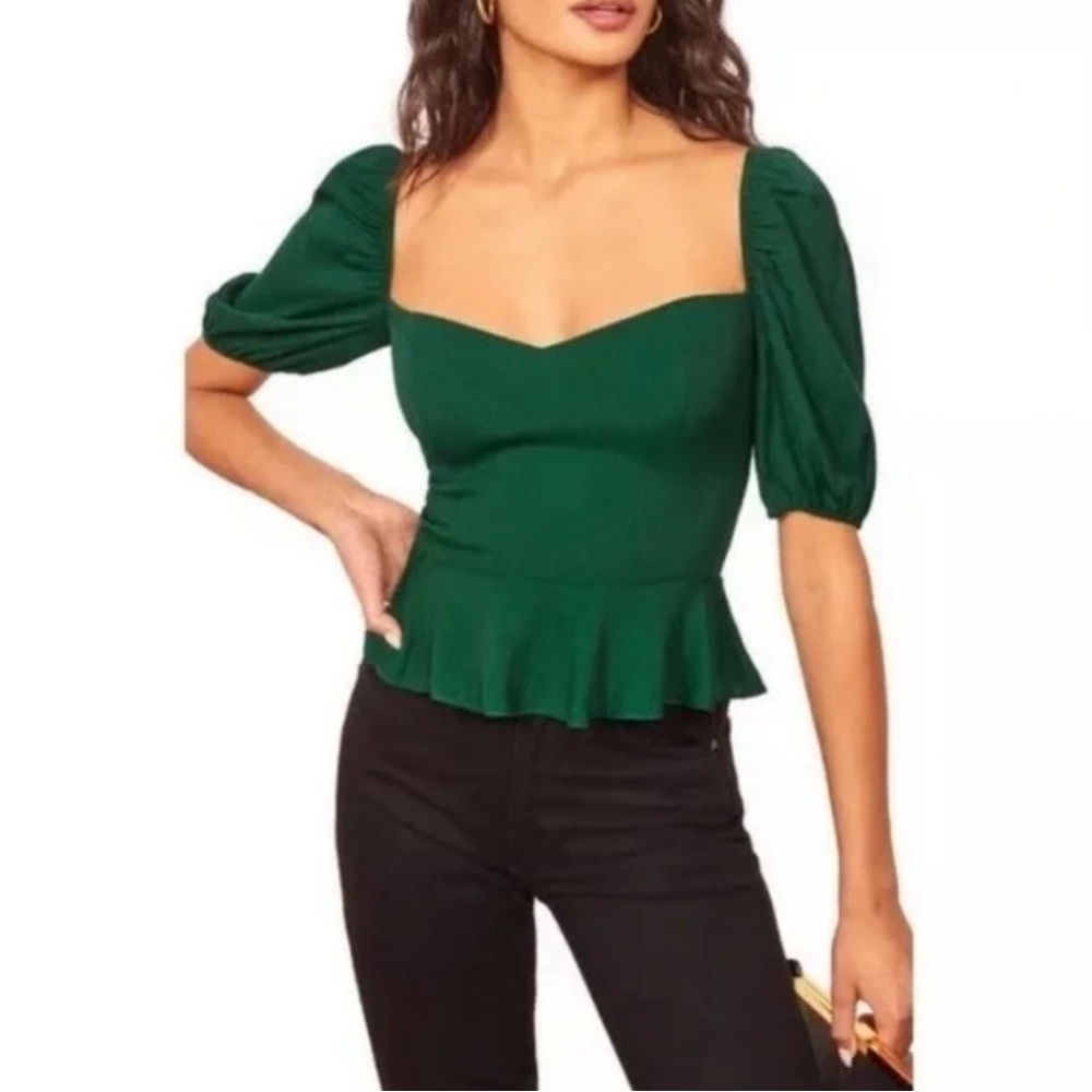 Reformation Aimee Top — Emerald Green.